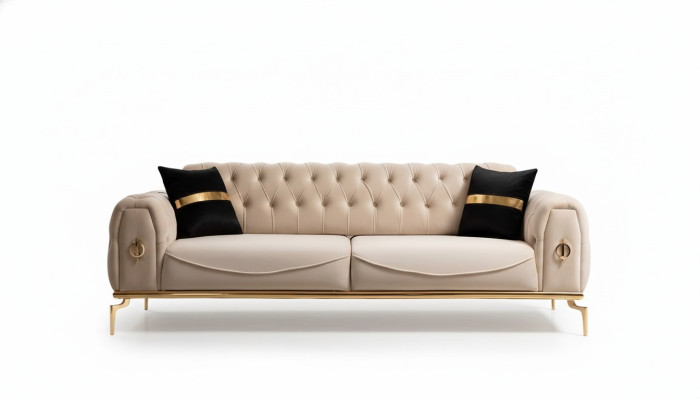 Modernes Chesterfield Sofa Dreisitzer Stoffmöbel Edelstahlmöbel Couch
