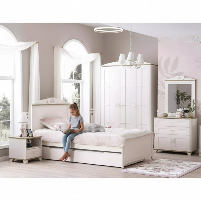 Kinderbett Holzbett Funktionsbett Ausziehbares Bett 100 Holz Weiß Neu
