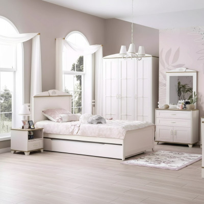 Kinderbett Holzbett Funktionsbett Ausziehbares Bett 100 Holz Weiß Neu