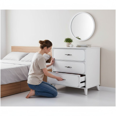 Sideboard Kommode Schrank Holz Kommoden Schlafzimmer Design Weiß Luxus