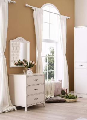 Gruppe Kommode mit Spiegel Schrank Holz Kommoden Sideboard Weiß Luxus