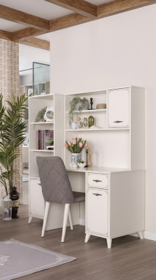 Gruppe Computertisch Schreibtisch Set Holz Bücherregal Weiß 3tlg Regal