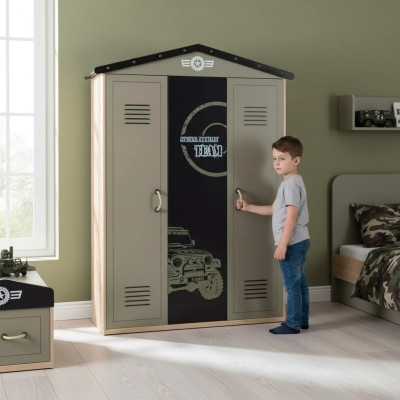 Kleiderschrank Holzschrank Luxus Schrank Möbel Holz 3 türig 0Design Grün