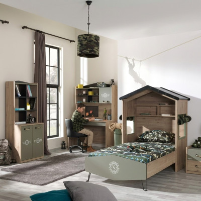 Kindermöbel Luxus Kinderzimmer Garnitur Bett Grün Bettrahmen 5tlg Holz