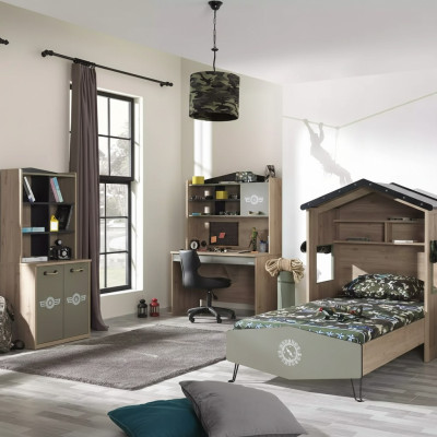 Kindermöbel Luxus Kinderzimmer Garnitur Bett Grün Bettrahmen 5tlg Holz