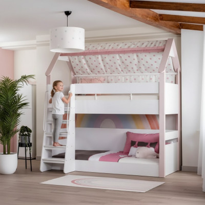 Etagenbett Kinderzimmer Kinderbtt Bett Bettrahmen Holz Rosa Hochbett