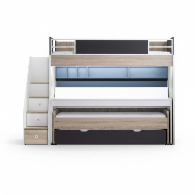 Luxus Etagenbett Bett 3 Schlafplätze Multifunktionsbett Holz Hochbett Holz