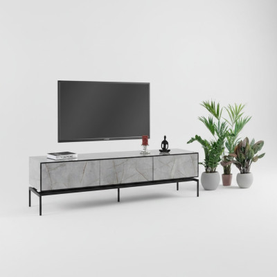 Sideboard RTV Lowboard Modern TV Ständer Wohnzimmer Grau Holz Tisch