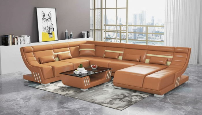 Design Sofas Wohnlandschaft Sofa U Form Ecksofa Braun Couchen Möbel