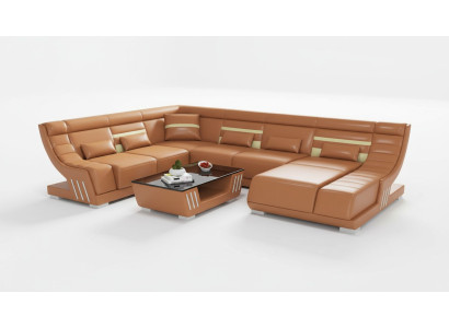 Design Sofas Wohnlandschaft Sofa U Form Ecksofa Braun Couchen Möbel