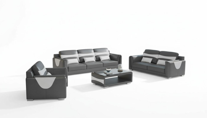Sofagarnitur Luxus Komplette Couchgarnitur Grau Kunstleder Sofa 321