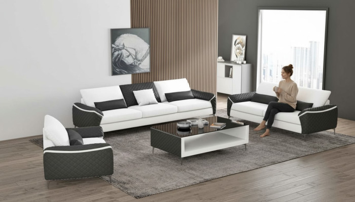 Weiß Sofagarnitur Couchgarnitur Ledersofa Sofa Komplette Wohnzimmer