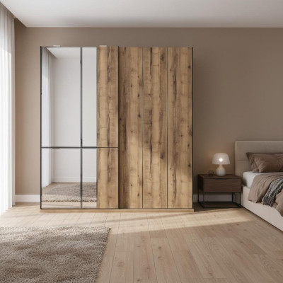 Design Kleiderschränke Kleiderschrank Schränke Braun Holz Spiegel Neu