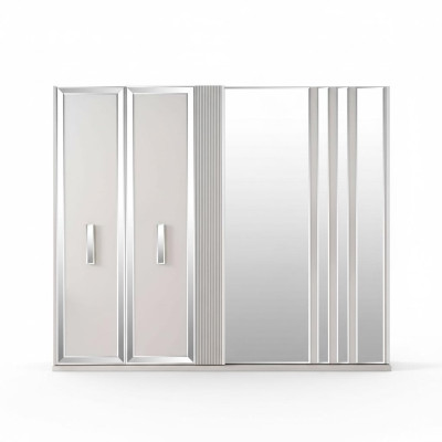 Luxus Schränke Design Kleiderschrank Spiegel Groß Weiß Holz Modern
