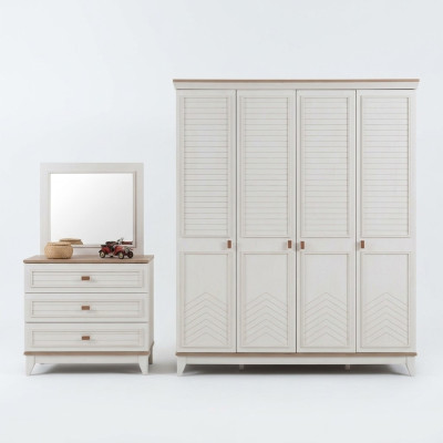 Schrank Kleiderschrank Kinderschrank Holzschrank Holz Weiß Modern