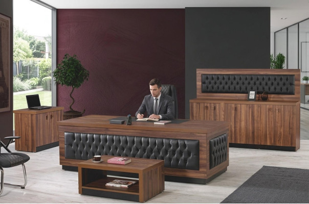 Luxus Büromöbel Komplettbüro Schreibtisch Büro Set 4tlg Holz Braun