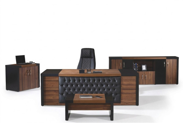 Bürotisch Büromöbel Komplettbüro Schreibtisch Set 4tlg Holz Braun Büro