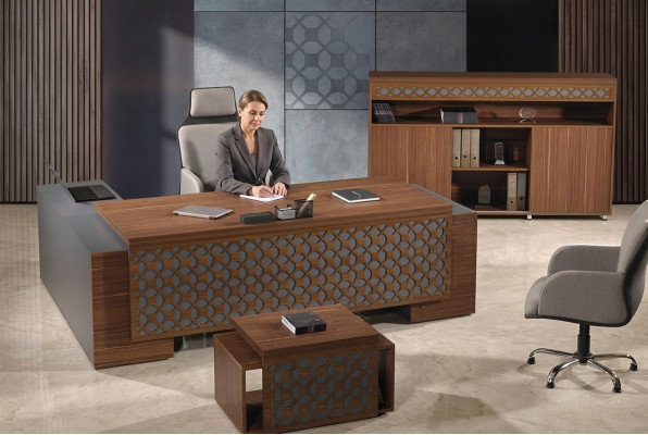 Komplette Büromöbel Eckbürotisch Büro Bürotisch Set 3tlg Holz Braun