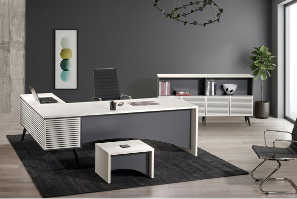 Arbeitstisch Eckbürotisch Komplette Büro Set 3tlg Holz Büromöbel Weiß