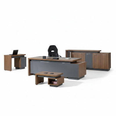 Komplettbüro Büromöbel Schreibtisch Büro Bürotisch Set 4tlg Holz Braun