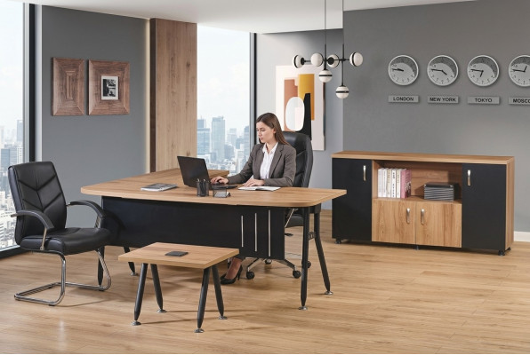 Büro Computermöbel Arbeitstisch Büromöbel Tisch 3tlg Holz Set Schwarz