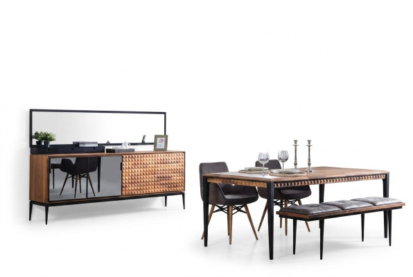 Gruppe Essecke Esszimmer Essgruppe Esszimmermöbel Set 8tlg Holz Braun