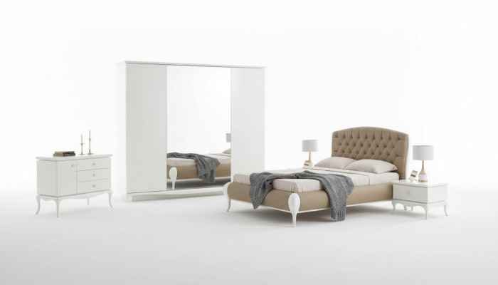 Doppelbett Garnitur Bettrahmen Komplette Schlafzimmer Bett 6tlg Weiß