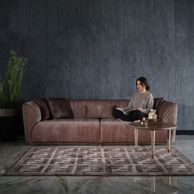 Modern Dreisitzer Sofa 3 Sitzer Polstersofa Stoffsofa Moderne Braun Sofas