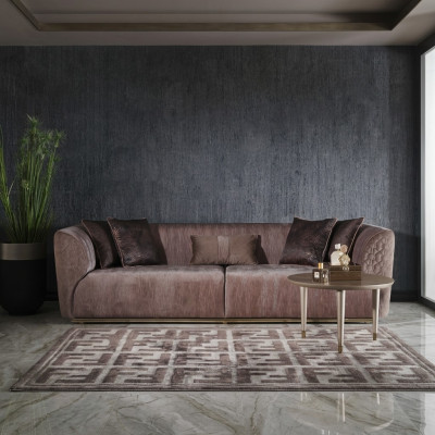 Modern Dreisitzer Sofa 3 Sitzer Polstersofa Stoffsofa Moderne Braun Sofas