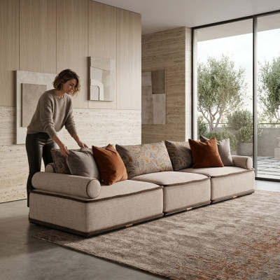 Viersitzer Sofa 4 Sitzer Couch Stoffsofa Polstersofa Moderne Grau