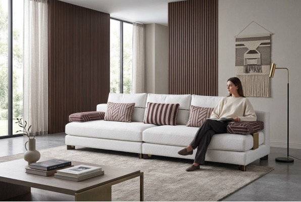 Sofa 4 Sitzer Stoffsofa Sofa 4 Sitzer Polstersofa Weiß Sofas Modern