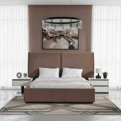 Schlafzimmermöbel Schlafzimmer Set Doppelbett Bett Nachttische 3tlg Beige