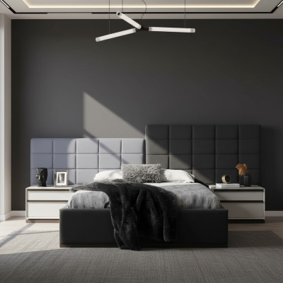 Schlafzimmerbett Garnitur Doppelbett Bett Nachttische 3tlg Grau Modern