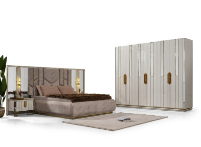 Komplette Schlafzimmer Doppelbett Bett Schrank Nachttische Weiß 4tlg  