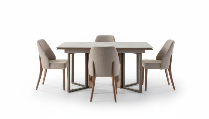 Garnitur Esszimmer Essgruppe Essecke Esstisch Stühle Holz Grau 7tlg