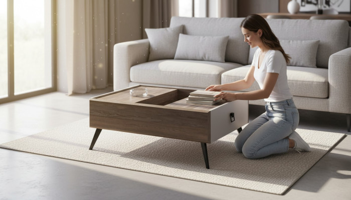 Couchtisch Sofatisch Holz Beistelltisch Kaffeetisch Grau Wohnzimmer