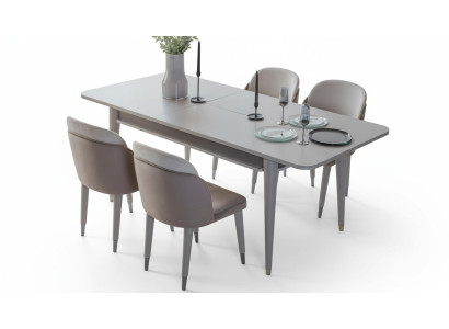  Luxuriöser Auszihbarer Tisch Designer Moderne Esszimmer Textil Stühle