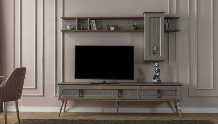 Moderne Braune Wohnzimmer Möbel Robustes Sideboard Designer Regal 2tlg