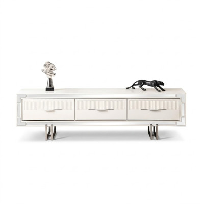 Sideboard TV Ständer Wandpanel Weiß RTV Lowboard Moderne Wohnwand