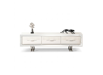 Sideboard TV Ständer Wandpanel Weiß RTV Lowboard Moderne Wohnwand
