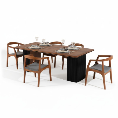 Essgruppe Komplette Esszimmer Esstisch Stühle 7tlg Braun Klassischе