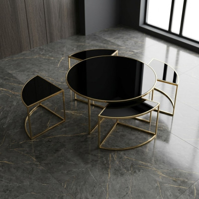 Couchtische Komplette Tische Beistelltische Sofatische 5tlg Schwarz