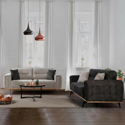 Moderne Graue Couchgarnitur 2x Dreisitzer Luxuriöse Polster Sofas 2tlg