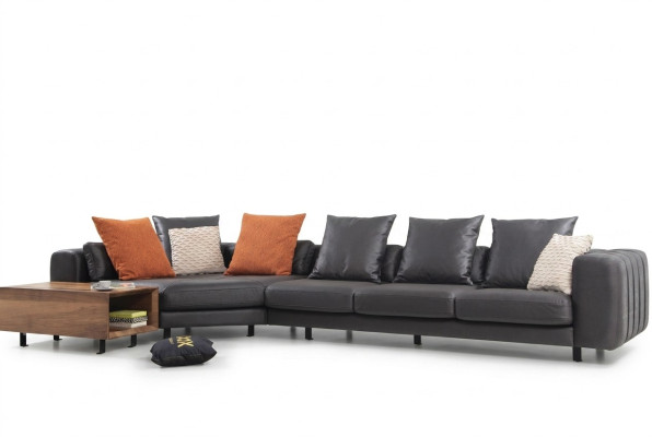 Ecksofa Eckgarnitur L form Polstersofa Stoffsofa Grau Sofa Tisch Couch