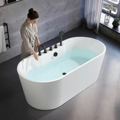 Zeitgenössisch Wanne Acryl Badewanne Badezimmer Weiß Standbadewanne