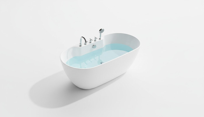 Standbadewanne Oval Badezimmer Acryl Badewanne Wanne Freistehende Weiß