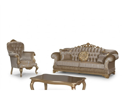 Design Chesterfield 3+1 Sitz Couchtisch Textil Couch Sessel Polster Sofa Couchen
