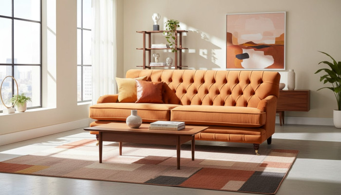 Chesterfield Design Luxus Polster Sofa Couch Sitz Garnitur Textil Neu
