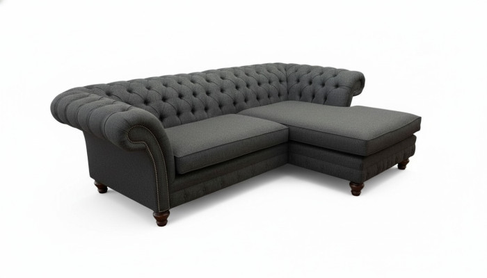 Chesterfield Ecksofa L-Form Stoff Design Couch Sitz Sofa Textil Eck Neu