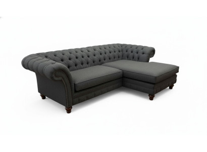 Chesterfield Ecksofa L-Form Stoff Design Couch Sitz Sofa Textil Eck Neu
